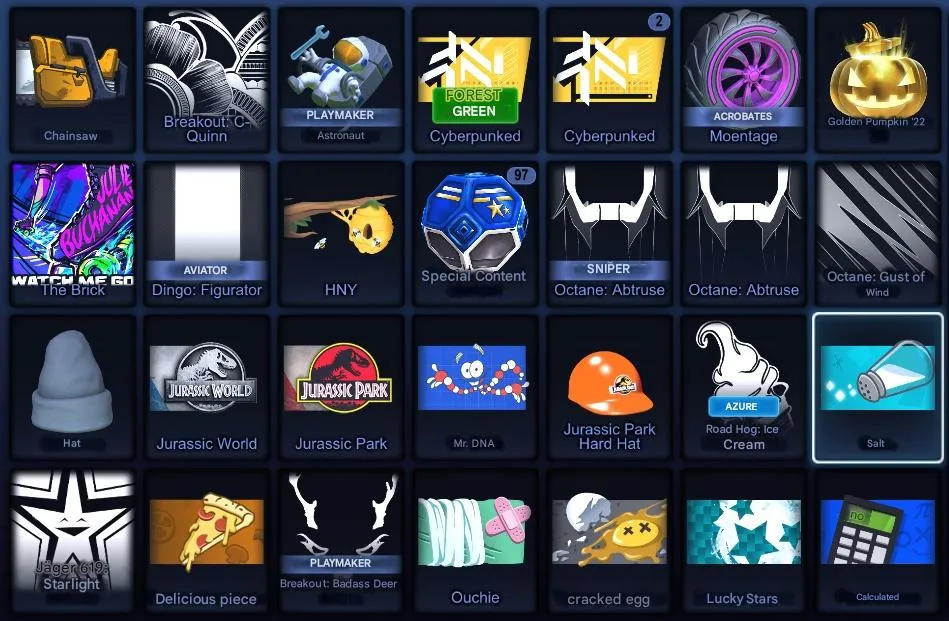 RL1014 Fennec, Nissan Skyline, 9 DLC packs, Grand Champion Season 8, Level 1133 Full Inventory Calibration Ranks 